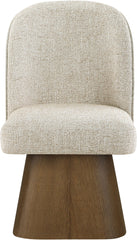 Marlowe - Linen Textured Fabric Upholstered Swivel Dining Side Chair - Stained Brown