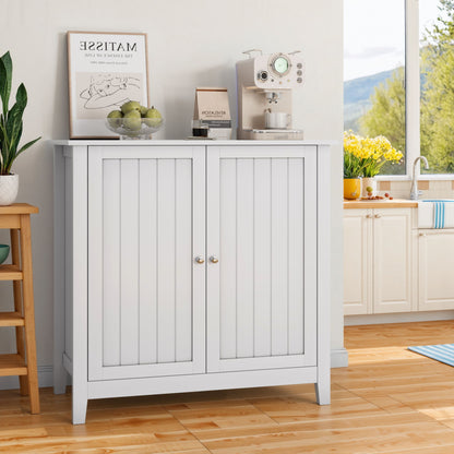 Double Door Storage Cabinet With Knobs - White