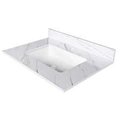 Bianco Carrara Venato Marble Vanity Top With Pre Drilled Faucet Hole And Undermount Sink