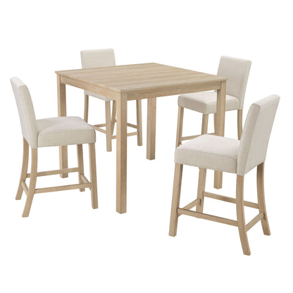 5 Piece Counter Height Table Set With 4 Chairs