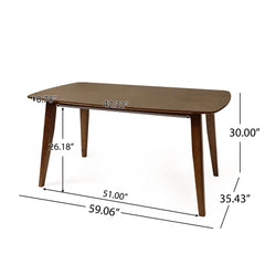 Modern Indoor Wood Dining Set With Chairs And Table, Rubber Wood, 6 Piece - Cream / Walnut