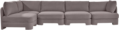 Hammond - Velvet Performance Fabric Upholstered 5 Piece L-Shaped Sectional