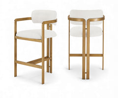 Aurum - Linen Textured Fabric Upholstered Counter Stool