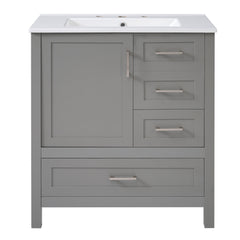 Modern Bathroom Vanity With Ceramic Sink, Solid Frame And Storage Solutions