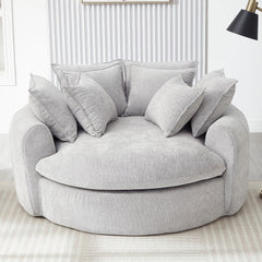 Modern Round Chaise Sofa With 8 Throw Pillows