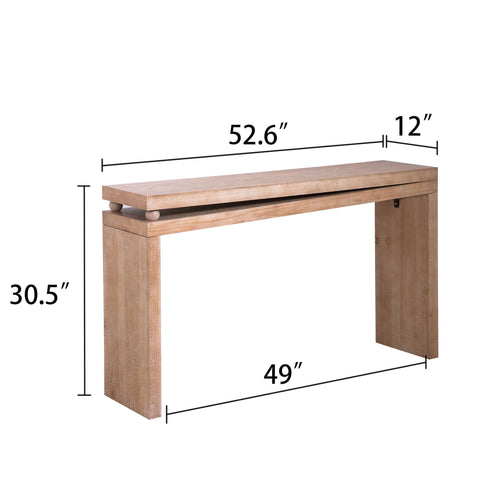 Slim Console Table, Narrow Entryway Table With Bead Detail - Light Natural / Natural