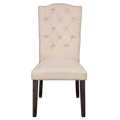 Gerardo - Side Chair (Set of 2) - Beige Linen & Weathered Espresso