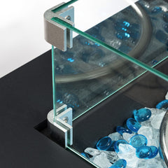 Propane Gas Square Fire Pit, Tile Tabletop With Beautiful Wicker Base For Outside