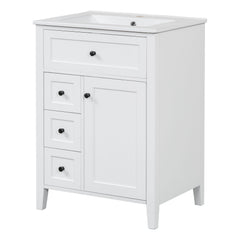 Bathroom Vanity With Sink, 3 Drawers & Cabinet With Adjustable Shelves
