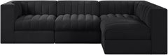 Rummi - Velvet Performance Fabric Upholstered 4 Piece Modular Sectional