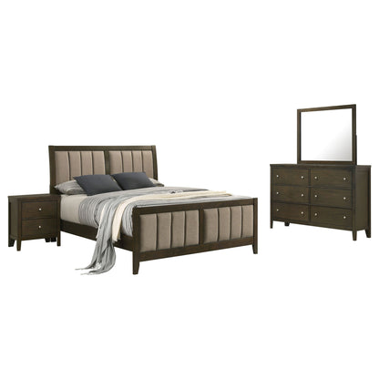 Clement - 4 Piece Queen Bedroom Set With Tufted Headboard - Dark Coffee