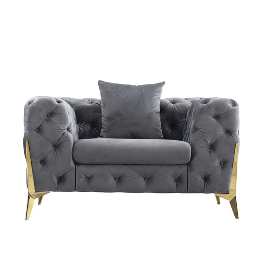 Accent Chair With Diamond Button Tufting, Matching Throw Pillow