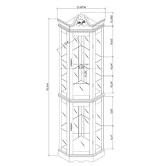Corner Curio Cabinet With Lights, Adjustable Tempered Glass Shelves, Display Cabinet (E26 Light Bulb Not Included) - Mirrored / Walnut