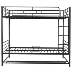Metal Bunk Bed With Shelf And Guardrails