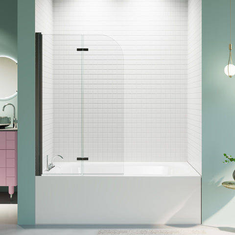Frameless Folding Pivot Bathtub Door With Clear Tempered Glass
