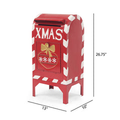 Christmas Mailbox Decoration With Festive Design, Classic Holiday Charm - Red