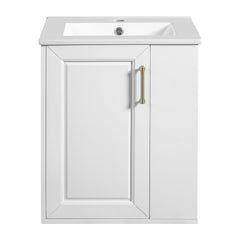 Wall Mounted Bathroom Cabinet With Side Shelf Combo, Vanity With Sink - White