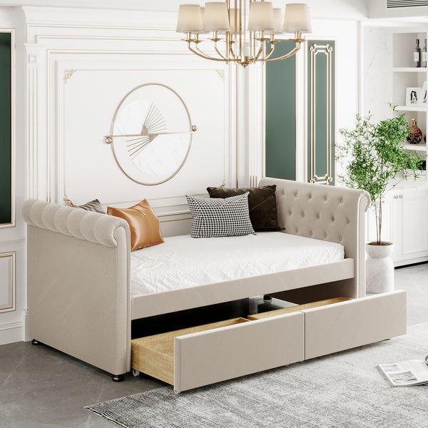 Upholstered Daybed, Wood Slat Support