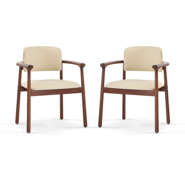 Dining Room Chairs, Ideal For Home & Kitchen (Set of 2) - Beige / Dark Walnut