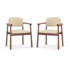 Dining Room Chairs, Ideal For Home & Kitchen (Set of 2) - Beige / Dark Walnut