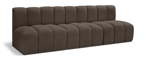 Arc - Boucle Fabric 3 Piece Modular Straight Sofa - Brown