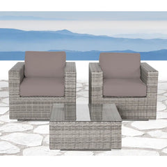 Wicker Seating Group Set With Table And Cushions