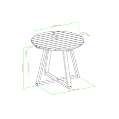 Contemporary Solid Wood Slat Top Round Patio Dining Table - Black Wash
