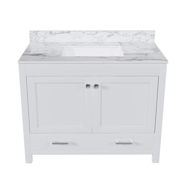 43" Bathroom Vanity, Multi Functional Cabinet - White