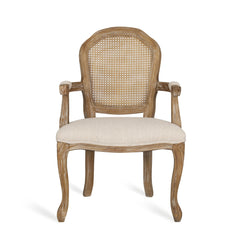 French Country Style Dining Chair Set With Cane Webbing Backrest - Beige