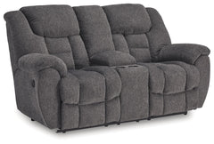 Foreside - Dbl Reclining Loveseat with Console - Charcoal