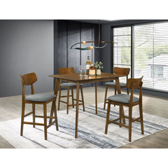 Aston - 5 Piece Counter Height Dining Set With Bent Backs And Upholstered Seats - Walnut