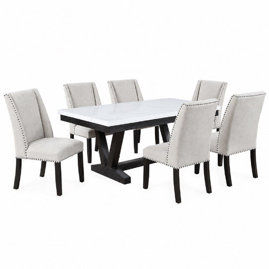 Dining Set With Upholstered Wing Back Chairs