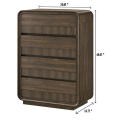 Flair Rounded Edges 1 Piece Chest, 5 Drawer Storage Bedroom Furniture - Brown
