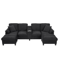 Modern U-Shaped Sectional Sofa With Storage Ottomans