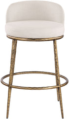 Ferro - Performance Fabric Upholstered Bar Stool - Antique Brass