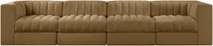 Rummi - Velvet Performance Fabric Upholstered 4 Piece Modular Sofa
