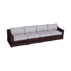 Contemporary Outdoor Rattan Wicker Sectional Seating Group With Cushions