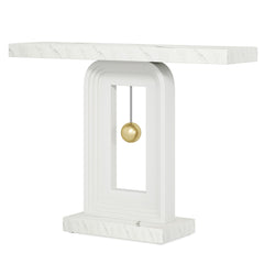 Console Table With Geometric Base For Living Roo - White / Gold