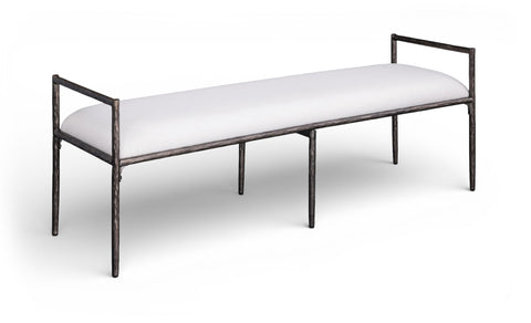 Axis - Linen Textured Cream Fabric Upholstered Bench