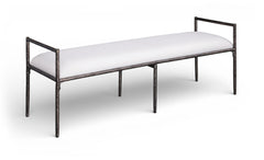 Axis - Linen Textured Cream Fabric Upholstered Bench