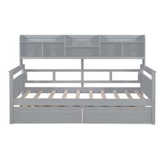 Daybed, Slat Support, With Bedside Shelves And 2 Drawers