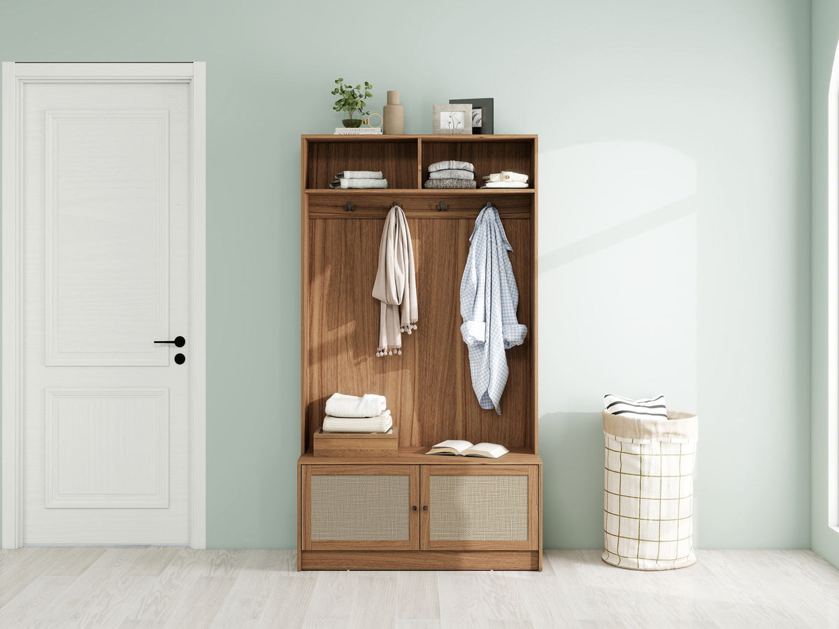 Modern Storage Closet For Bedroom, Entryway, Or Living Room - Walnut