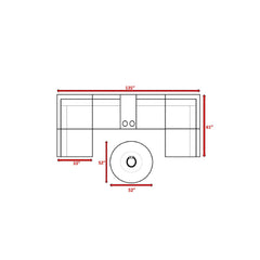 All Weather 4 Person Patio Sofa Set With Fire Pit And Side Table Rustproof - Brown