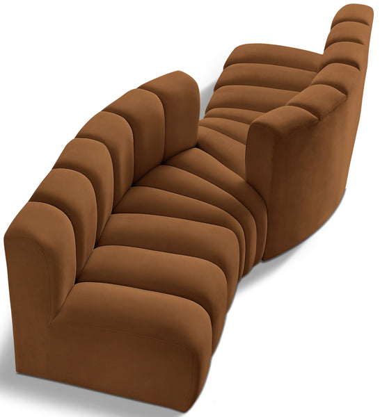 Arc - Velvet 4 Piece Sofa - Saddle