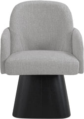 Marlowe - Linen Textured Fabric Upholstered Swivel Dining Arm Chair - Stained Black