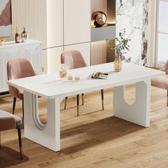 Rectangular Dining Table For 6 - 8 People With Pedestal Base