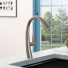 Kitchen Faucet With Pull Out Spray, Stainless Steel, 16" Height - Brushed Nickel