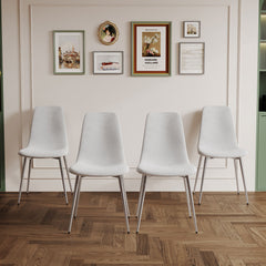 Dining Chairs, Upholstered Armless Accent Chairs, Classical Appearance And Metal Legs (Set of 4)