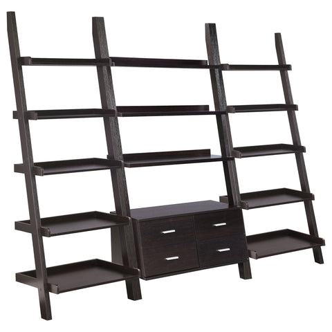 Blackburn - 3 Piece Ladder Bookshelf Set With Modular Design - Cappuccino
