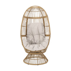Patio Swivel Basket Egg Chair With Cushion